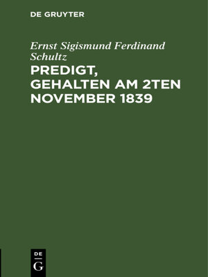 cover image of Predigt, gehalten am 2ten November 1839